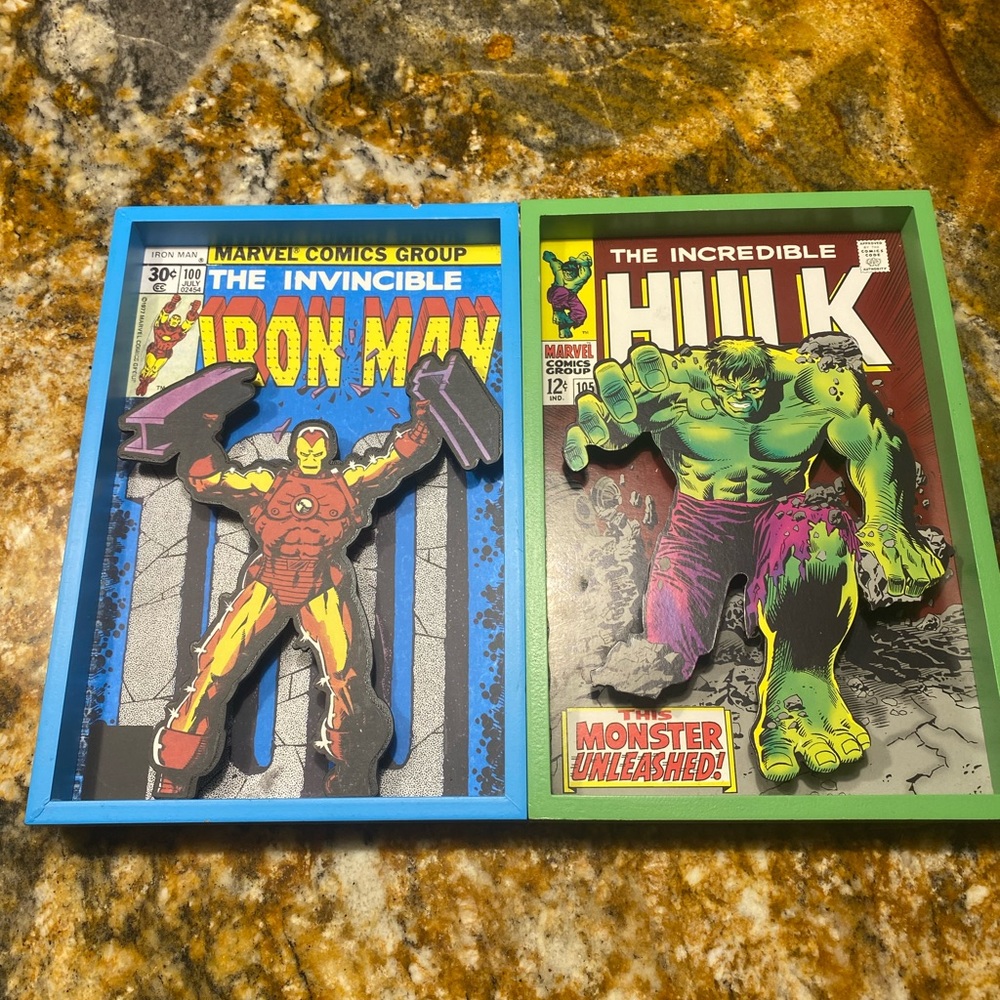 Marvel Iron Man and Hulk Comic Art